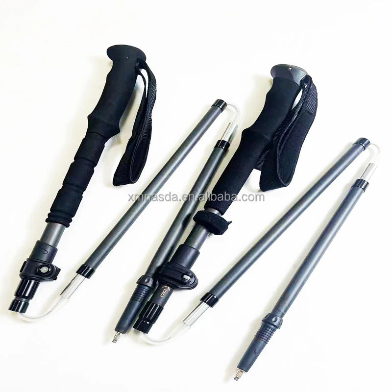 Nordic Style All-Terrain Folding Trekking Poles Durable Cork Handle Telescopic Walking Stick