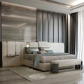 Modern Italian Leather Double Bed Luxury Master Bedroom Furniture Wedding Bed Simple Design Panel Upholstered Factory Wholesale