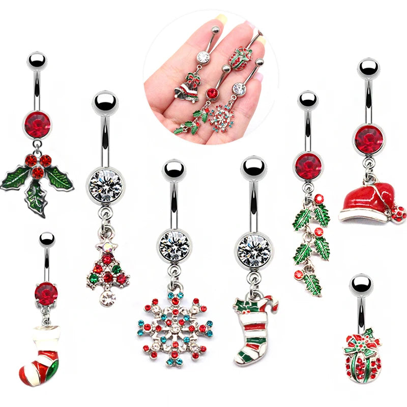 Gaby New Design Surgical Steel Belly Piercing Christmas Mistletoe Belly Button Ring for Women Wholesale Piercing Jewelry