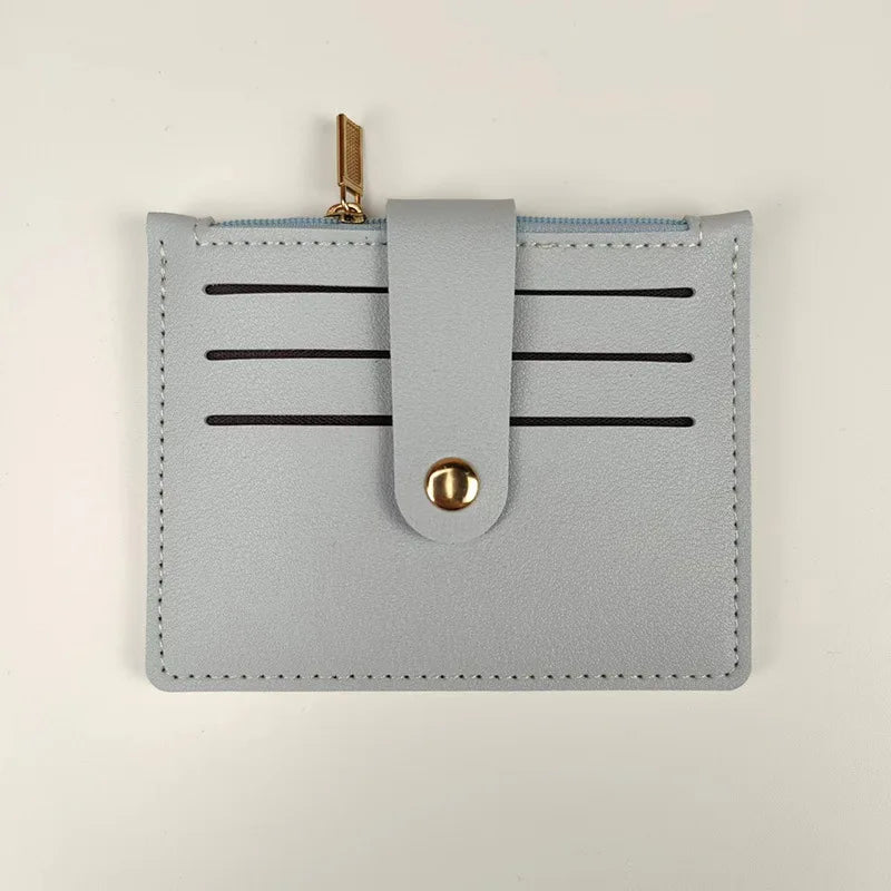 Ministerial Pu Leather Wallet with Short Sleeve Zipper Integrated Driver's License RFID Feature Minimalist Student Money Clip