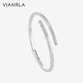 VIANRLA 925 Sterling Silver Open Bangle Silver Plating for Girl Jewelry