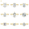 10k 14k 18k Gold Ring 2ct Oval Emerald Pear Heart Asscher Cushion Round Radiant Marquise Synthetic Moissanite Solitary Ring MOQ1