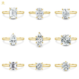10k 14k 18k Gold Ring 2ct Oval Emerald Pear Heart Asscher Cushion Round Radiant Marquise Synthetic Moissanite Solitary Ring MOQ1