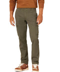 Men's Casual Slim Stretch Cotton Cargo Pants Mid Waist Zipper Fly Lightweight Straight Pattern Twill Pockets Regular Fit