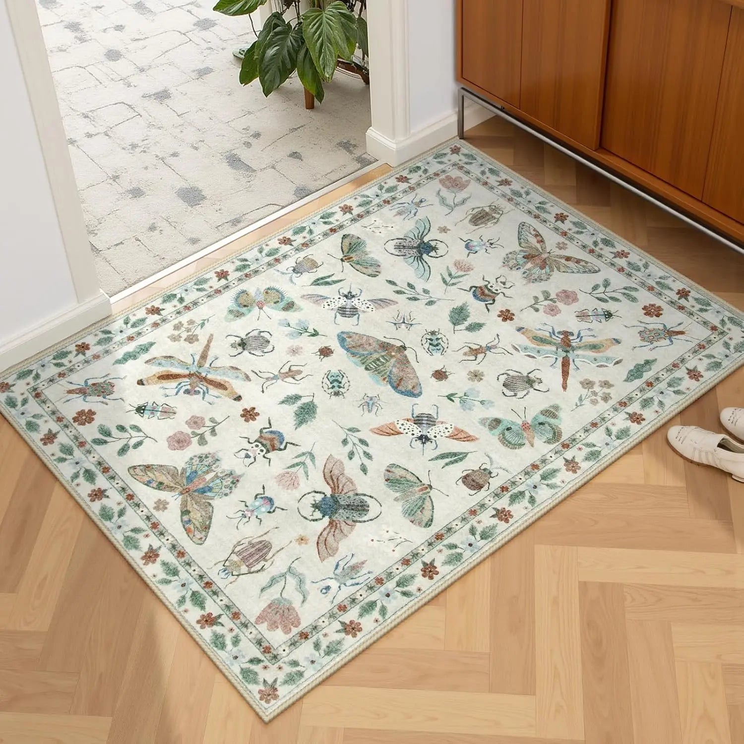 Small Non-Slip Throw Carpet Washable Parisian 2x3 Kitchen Rug for Entryway Bathroom Soft Door Mat Indoor Entrance Ultra-Thin Rug