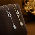 Full Diamond Gourd Y Pendant 925 Sterling Silver Dainty Long Chain Adjustable Design Choker Necklace for Women