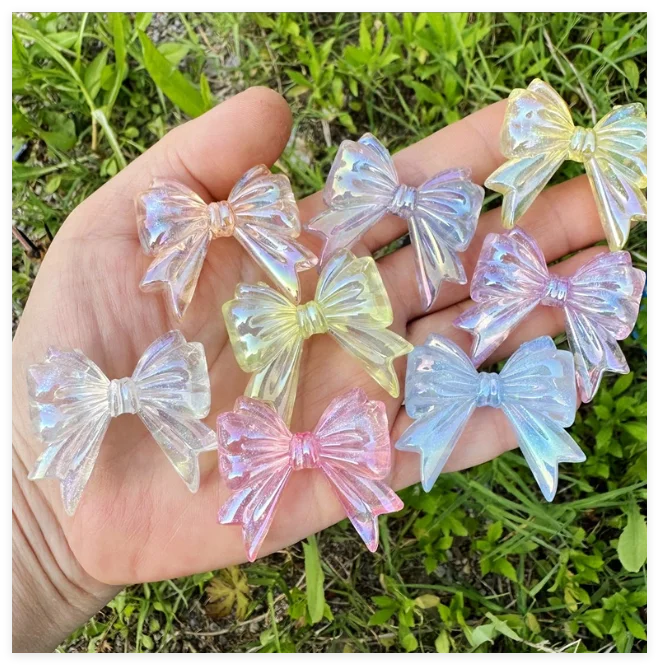 Wholesale DIY Planar Charm Cabochon Flat Back Resin Hair Bow Hole Embellishments Sweet Shinny for Keychain Bag Jewelry Pendants