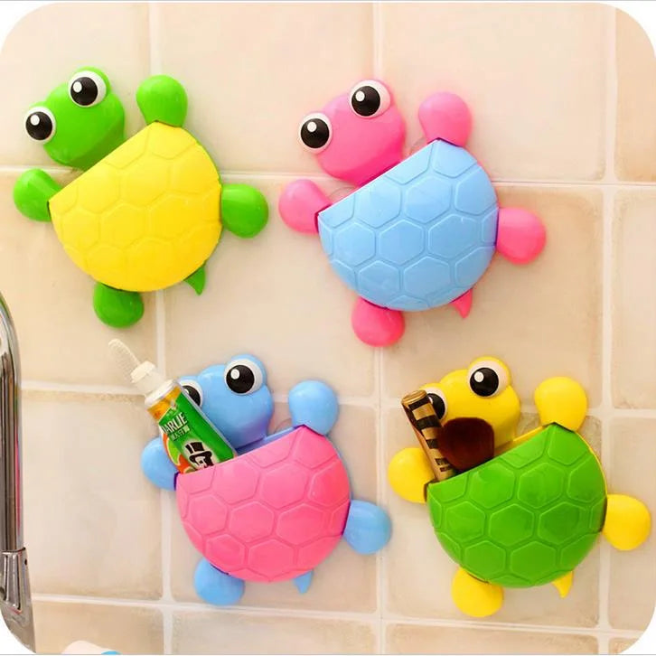 Cartoon Turtle Design Toothbrush Holder Sucker Hook Cute Tortoise Bathroom Decoration Accessories for Bath Toilet Supplies