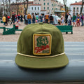 Unstructured 5 Panel Snapback Cap Green Nylon Rope Hat with Custom Embroidery Handmade Logo Leopard Argyle Pattern Oxford Fabric
