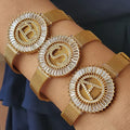 BC2012 Bling Jewelry CZ Diamond Micro Pave Slide Letter Initial BraceletCapital Letter Slide Wristband Bangle Bracelet