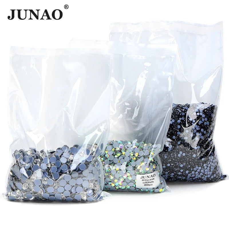 JUNAO Wholesale SS20 14400pcs Iron on Strass Crystal Bulk Hotfix Crystal AB Rhinestones Hot Transfer Glass Rhinestone for DIY