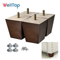 03.1317 WELLTOP Brown 3 Inch Solid Wood Modern Sofa Legs for Chair & Couch Adjustable Furniture Legs for Living Room Kitchen Use