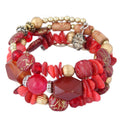 Trendy New Bohemian Style Crystal Turquoise Bead Multi-layer Winding Bracelet Wrapped Bangles for Women