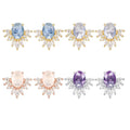 MS222 Oval 925 Sterling Silver Engagement Natural Moonstone Rose Quartz Amethyst Crystal Statement Earrings