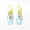 New Rainbow Clear Pastel Resin Drop Earrings Extra Long Link Chain Dangle Ear Jewelry Coloful Geometric Paperclip Chain Earrings