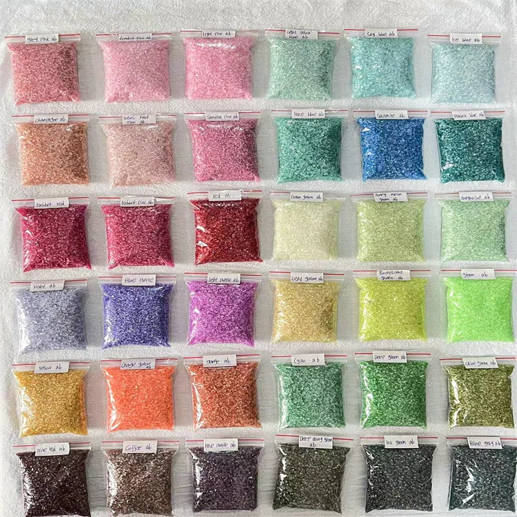 Hisenlee 100G Colorful Crushed Glass Irregular Stone Chunky Sequins Iridescent Flakes DIY Epoxy Resin Craft Love 2-4MM Handmade