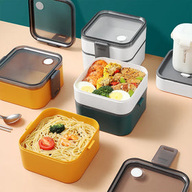 Reusable Square Food Grade Plastic Lunch Box Microwaveable Leakproof Kids School Adult Office Food Container Storage Lunch Box