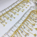 SINRONG Classic Tassel Chain Gold Silver Dual Color Diamond White/AB Fancy Claw Chain Clothing Decoration DIY Chain Bead