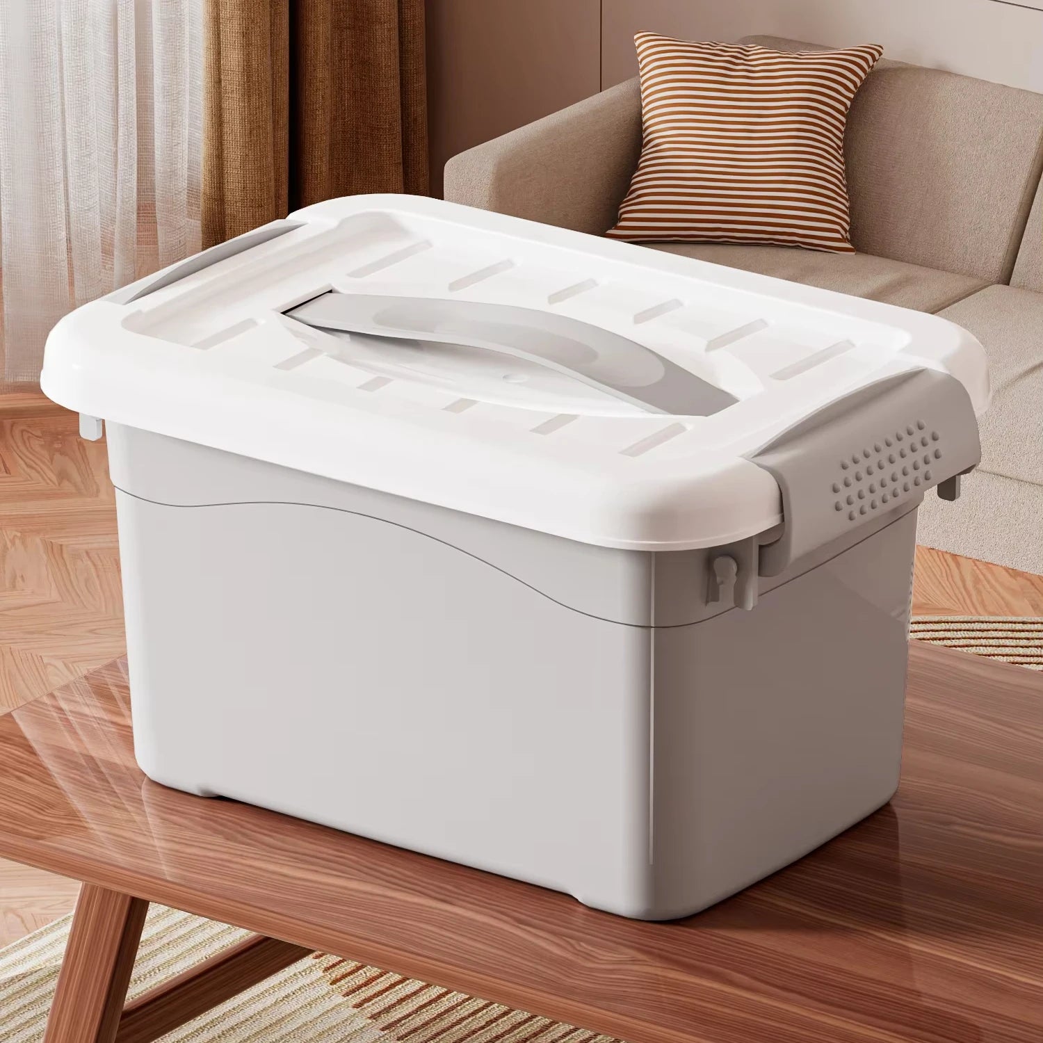 Colorful PP Multifunction Heavy-Duty Stackable Storage Box with Durable Lid & Handle Injection-Molded Environment-Friendly