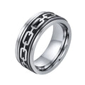DUYIZHAO 8mm Hip Hop Jewelry Razor Ring Stainless Steel Band Rotatable Bar Tarnish Free Accessory Gift for Men and Women