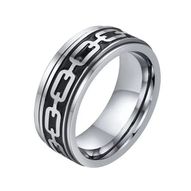 DUYIZHAO 8mm Hip Hop Jewelry Razor Ring Stainless Steel Band Rotatable Bar Tarnish Free Accessory Gift for Men and Women