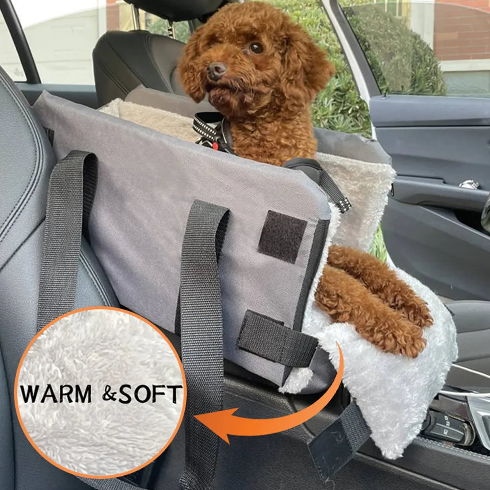 Car Pet Bag Kennel Velvet Double Shoulder Safety Seat with Center Controls Cat Customized Packaging Plastic Travel House Supply