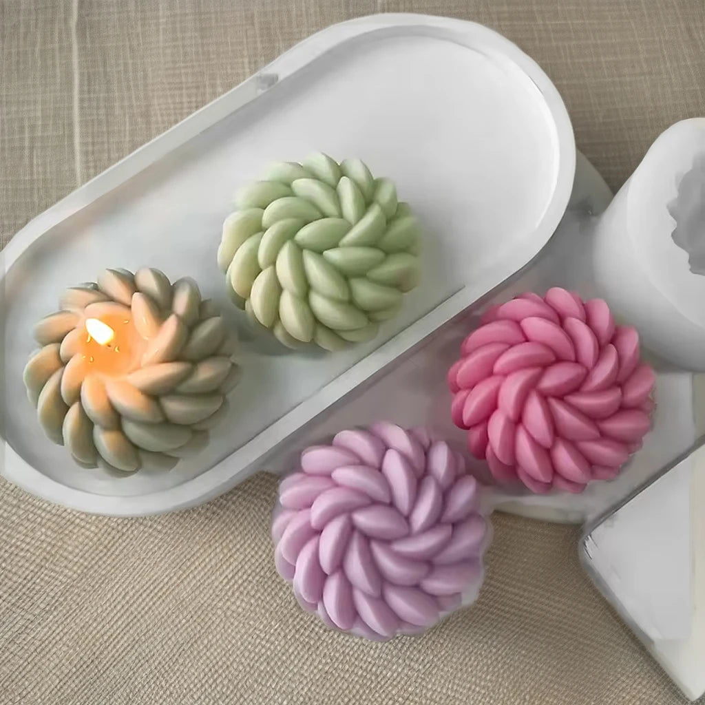 J10-218  Hot Sale Santa Ana Flower Candle Mould Geometric Aromatherapy Handmade Soap Silicone Grinder DIY Cloud Mould for Decor