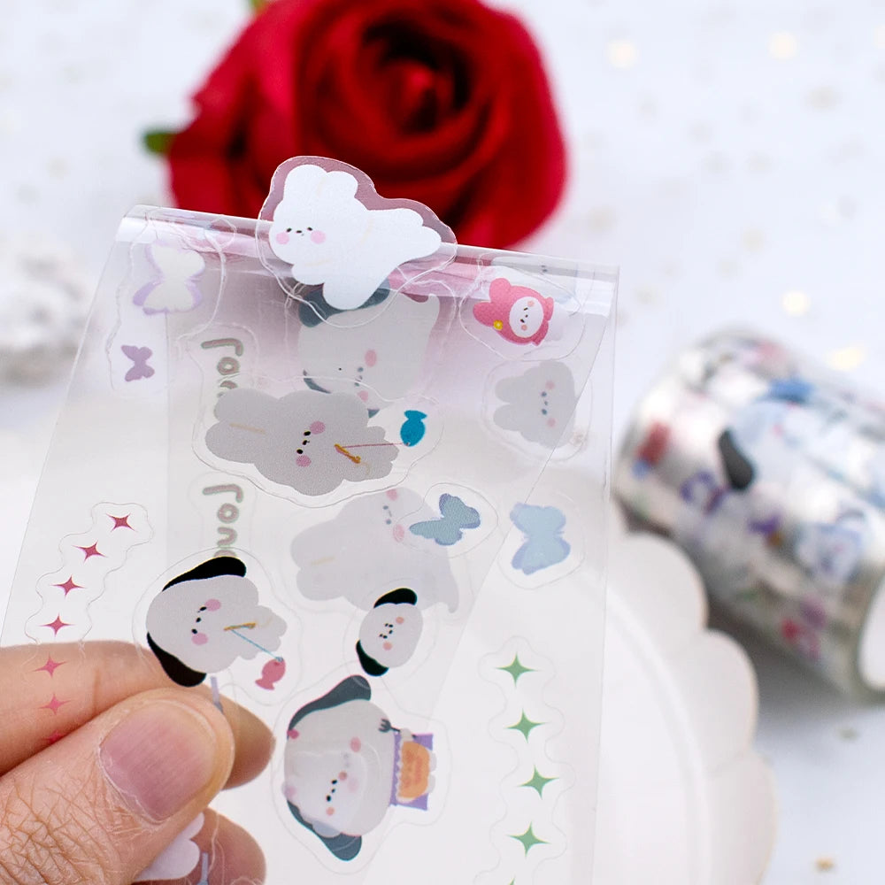 Custom Pre Cut Cartoon Clear PET Tape Sticker Roll