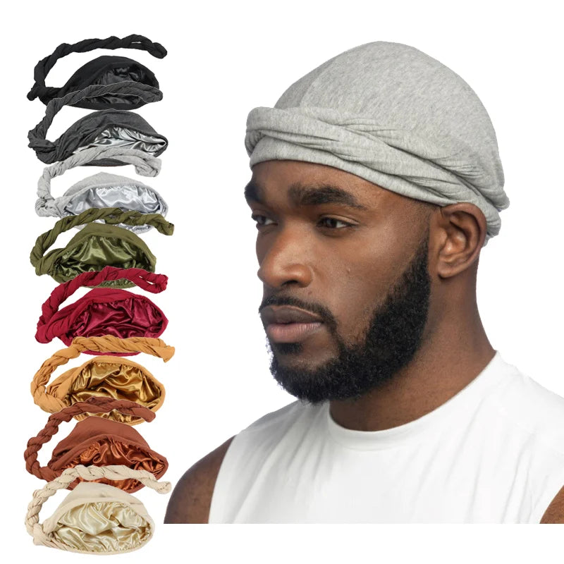 Fashion Soft Stretch Satin Lined Modal Satin Turban Bonnet Beanie Cap Outdoor Muslim Headwear for Men Women