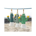 Green Plant Cactus Macrame Keychain Bohemian Rice Beads Hand-Woven Hand-Made Bag Pendant Cactus Keychain