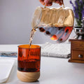 Glass Drip Coffee Filter Seperate Glass Coffee Dripper With Wood Stand