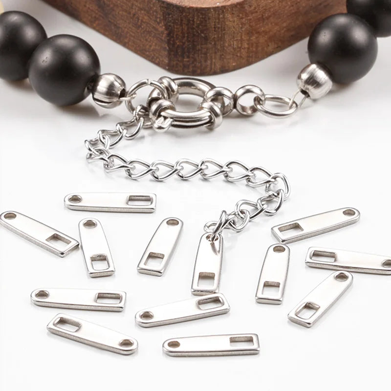 Custom Laser-Engraved Stainless Steel Metal Logo Tag Label for Necklace Extension Tail Jewelry Findings & Components
