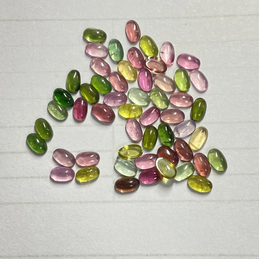 HQ GEMS Oval 3x5mm Flatback Cabochon Stone Natural Original Tourmaline Stone