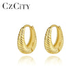 CZCITY 14K Gold Plated New Arrivals Excellent Twisted Earring Personality Popular Chunky Hoop Earring