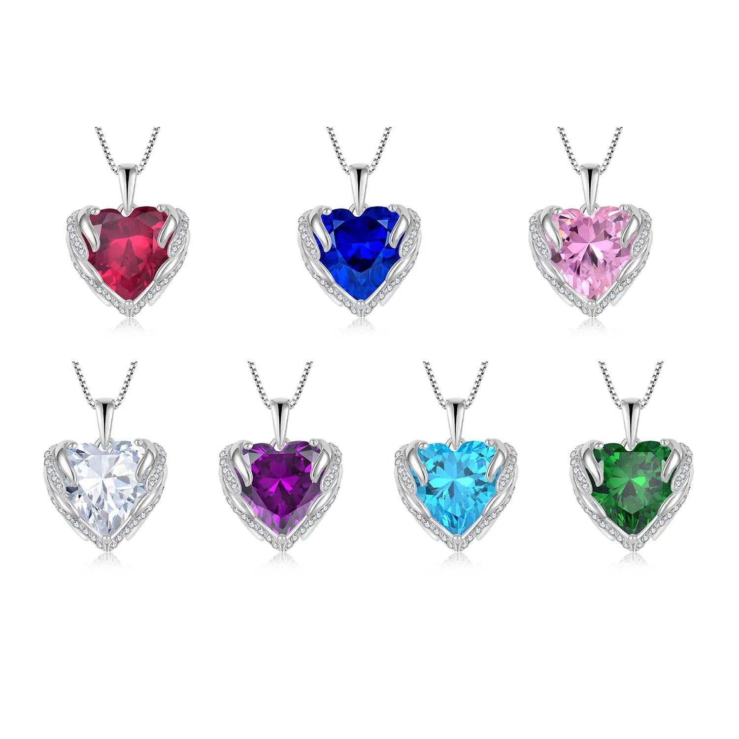QX CUSTOM OEM Fine Jewelry Dainty 925 Silver Cubic Zircon Pendant Fashion Jewelry Heart Necklaces for Women