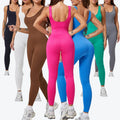 Women Ribbed Scrunch Butt Leggings Yoga Jumpsuits Gym Fitness BodySuits Workout Clothes Sportswear One Piece Tracksuit Shapewear