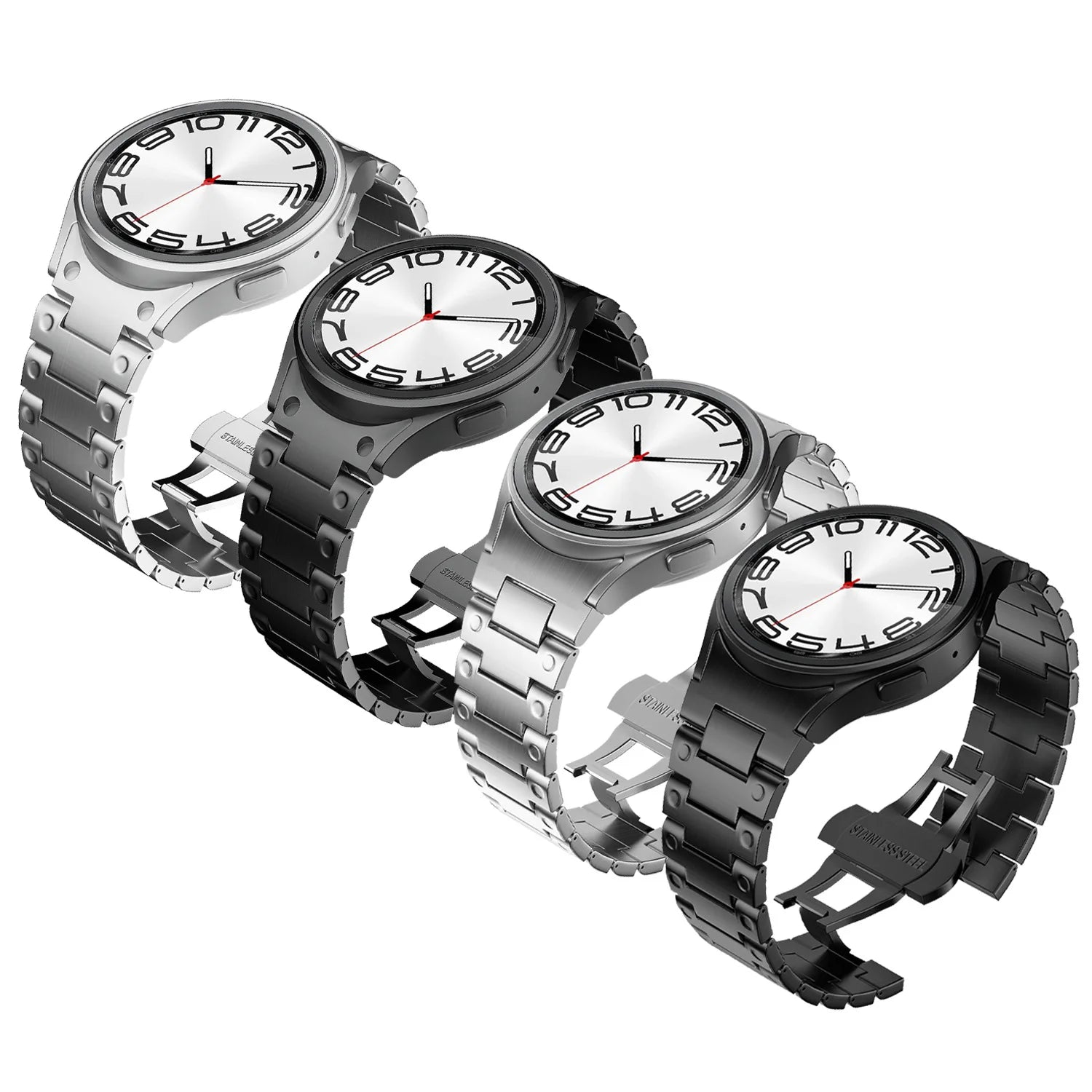 Stainless Steel Band for Samsung for Galaxy Watch 7 Classic Quick Release No Gap Bracelet Fits 43mm 47mm 42 46mm 45mm Models