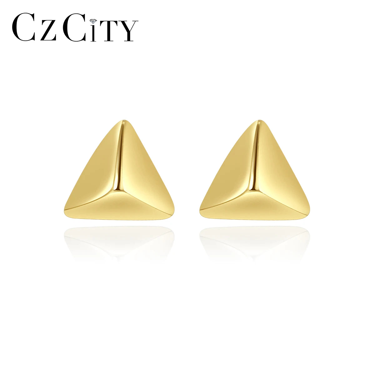 CZCITY Geometric Girls Earrings Studs Women Cute 925 Silver 14K Gold Plated Small Earring