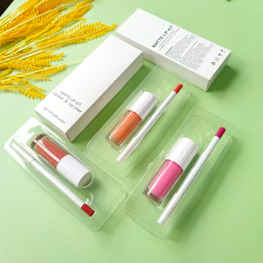 Private Label High Pigment 22 Color Matte Lipliner Lipstick Set Long Lasting Lipstick White Lipliner Kits