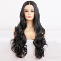 Factory Price Natural Color Loose Wave Synthetic Hair Wigs with Bangs 13x4 Lace Front Wigs  for Women Party