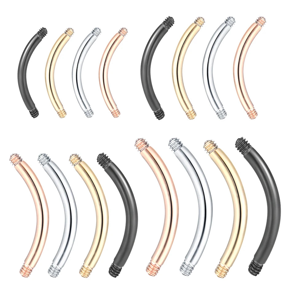 100pcs/lot Steel Curved Bar Parts Screw Barbells for Eyebrow Navel Piercing Jewelry Post Only Replacements Accessories 14G 16G
