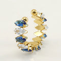 Crystal Adjustable Ring Gold Plated Stainless Steel New Arrival Female Geometric Opp Bag Women's Customized Party Accessories