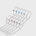 Simple Birthstone Coloful Cubic Zircon Dainty 925 Sterling Silver Ring