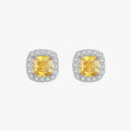 925 Sterling Silver Earrings for Women Wedding Engagement Jewelry Yellow Sparkling Cubic Zirconia Platinum Plated Stud Earrings