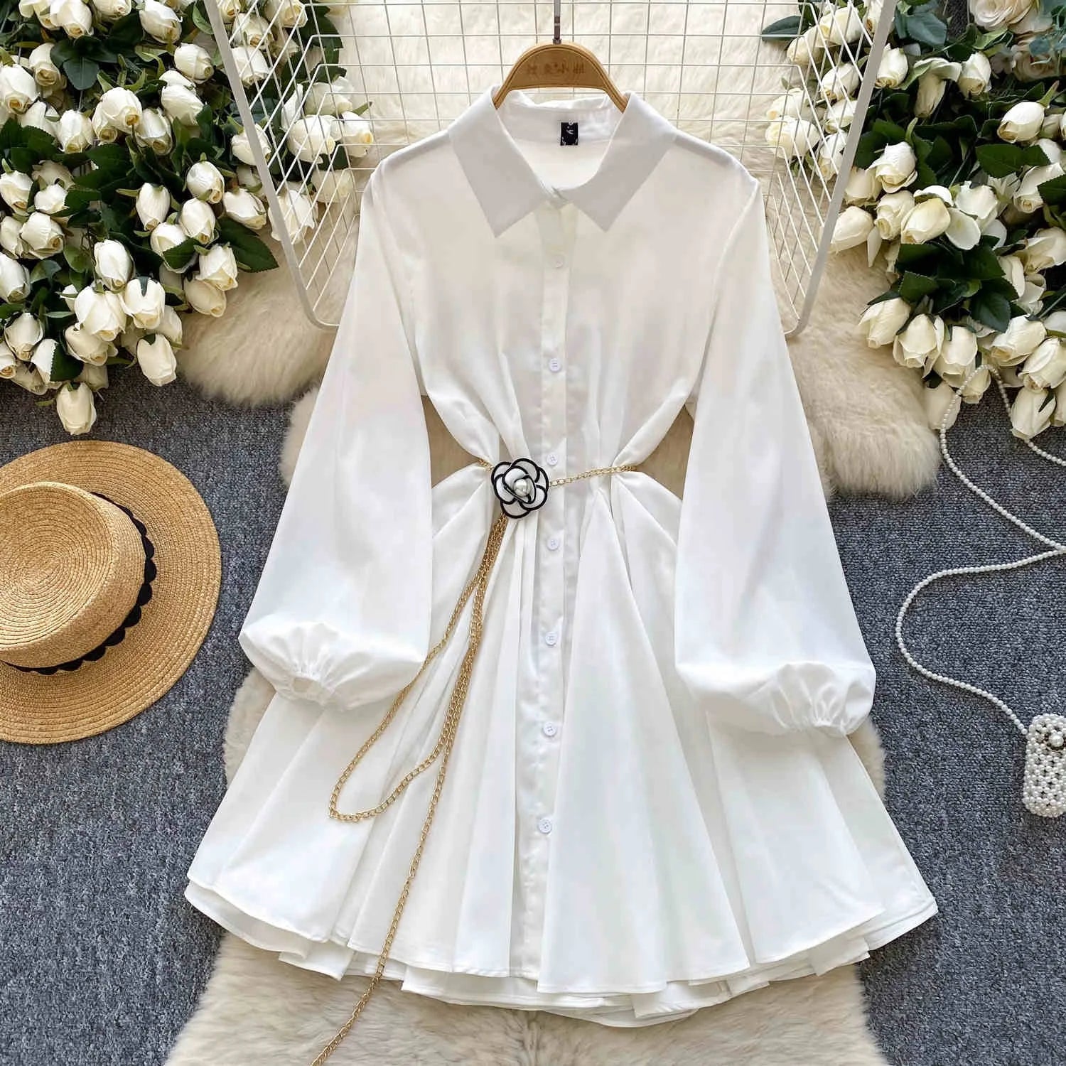 Women 2025 Spring Long-sleeved Shirt Dress