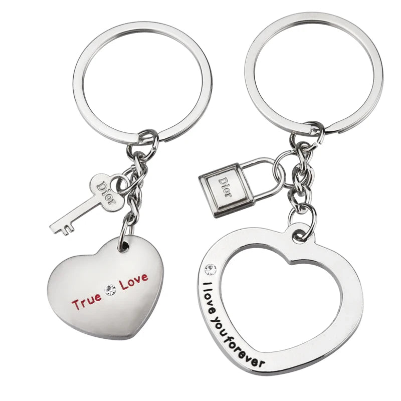 Heart Couple Keychains Set You Hold the Key to My Heart Forever Gift for Wife Husband Boyfriend Girlfriend