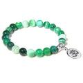 Handmade 8mm Moss Agate Stone Beaded Bracelet for Women Evil's Eye Charm Yoga Meditation Jewelry Healing Gemstone Bracelet