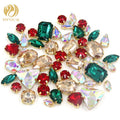 Wholesale Christmas 3D DIY Rhinestones Mixed Color Shape and Size Glass Beads Loose Sew-On Technique
