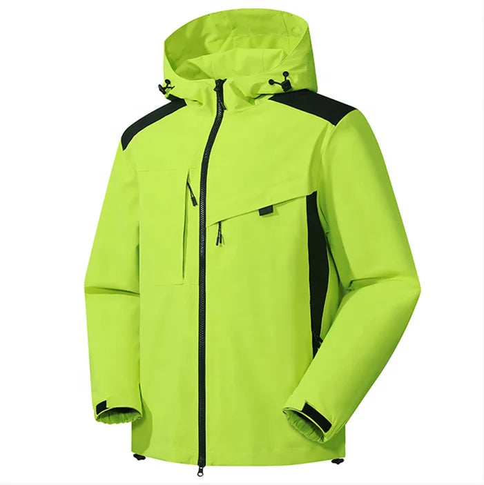High Quality Solid Color Outdoor Waterproof Jacket for Autumn Mountaineering Jungle Adventure Simple Classic Windproof Zipper
