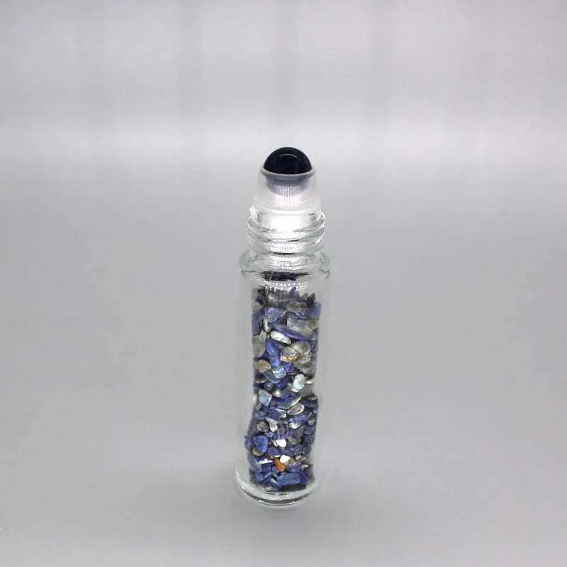 DIY 10ml Natural Gemstone Crystal Roller Ball Glass Essential Oil Bottles with Gem Stone